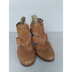 Summit Leather Heels Gladiator Strappy Block Heel Tan Ankle Strap‎ Size 7